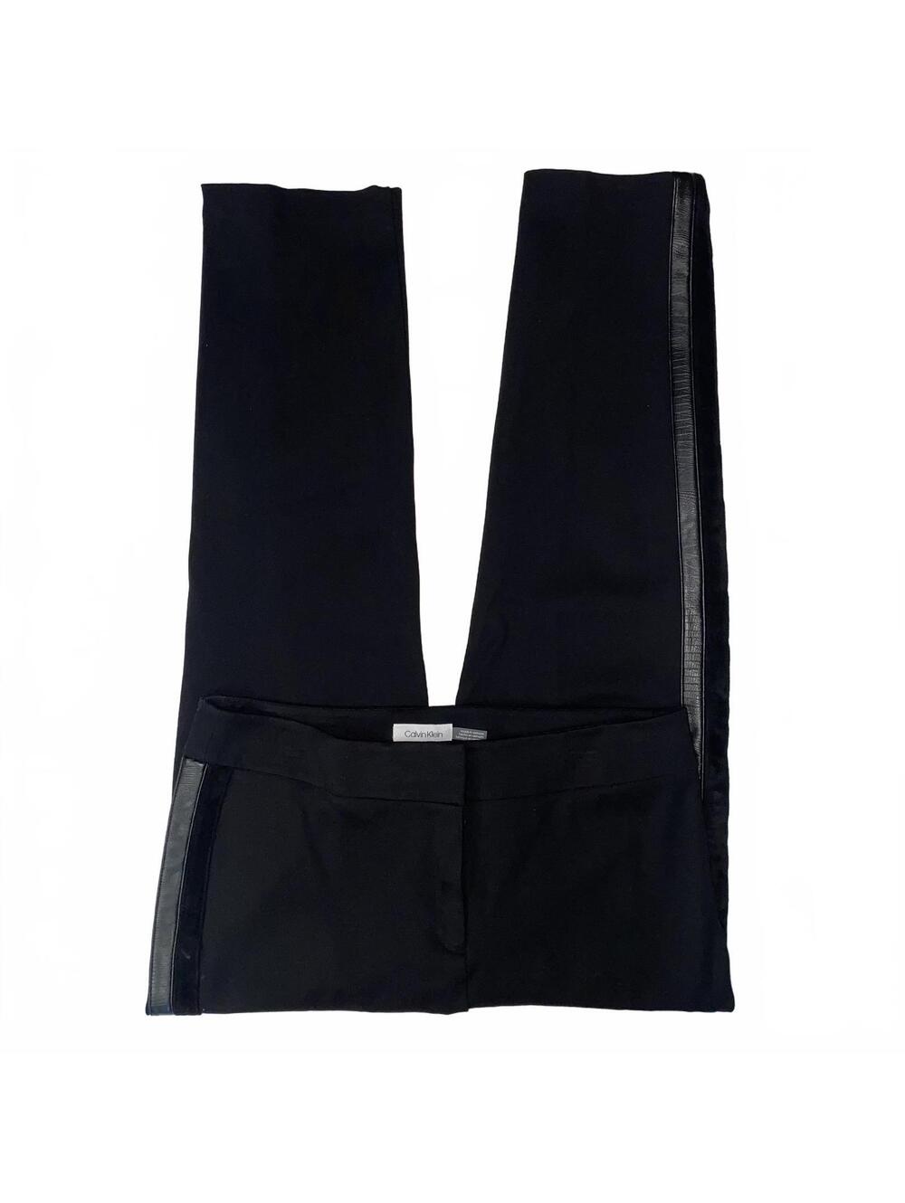 Calvin Klein Black Straight Leg Tuxedo Pants Women’s Size 10 Minimalist Office